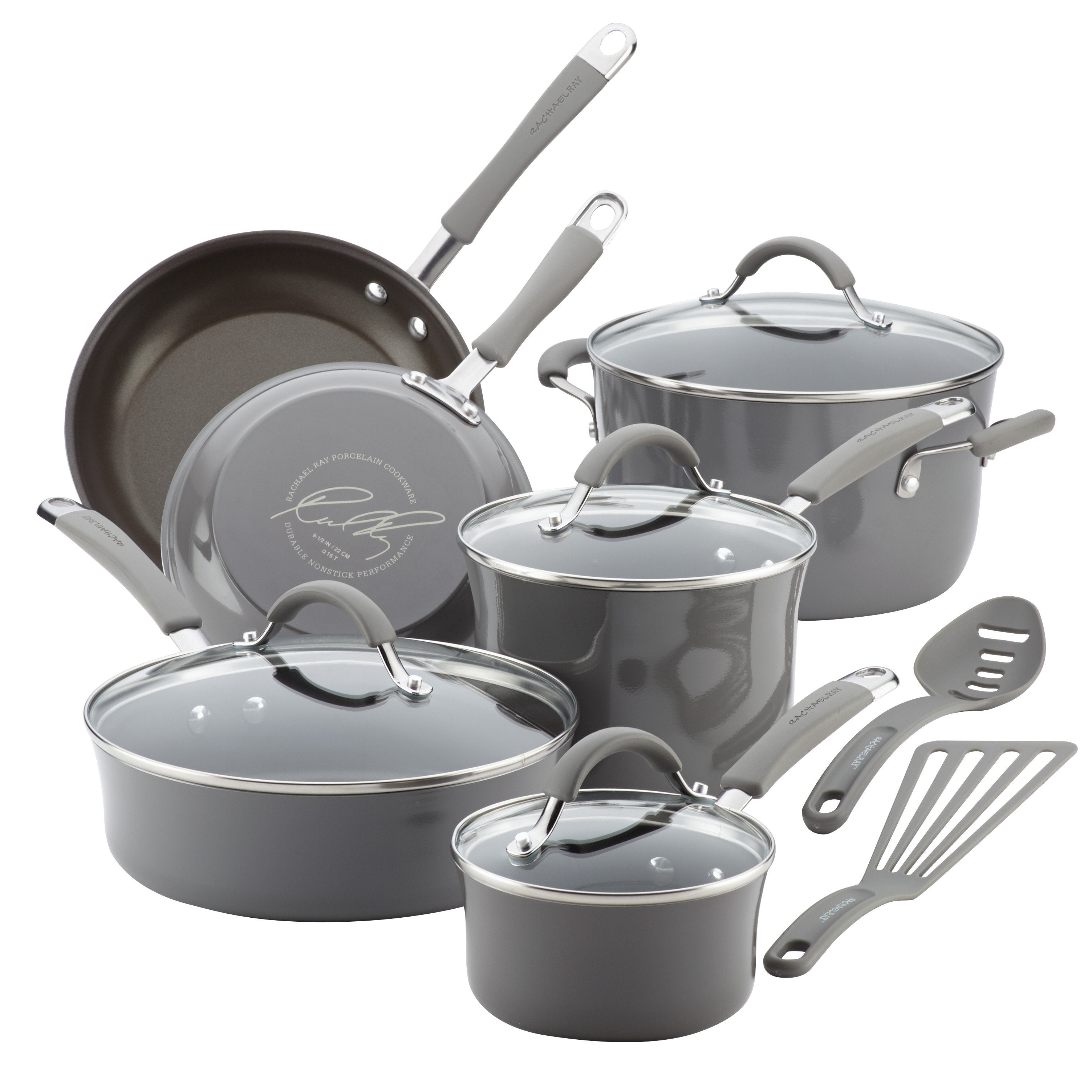 Rachael Ray Cucina Hard Enamel Nonstick 12-Piece Cookware Set