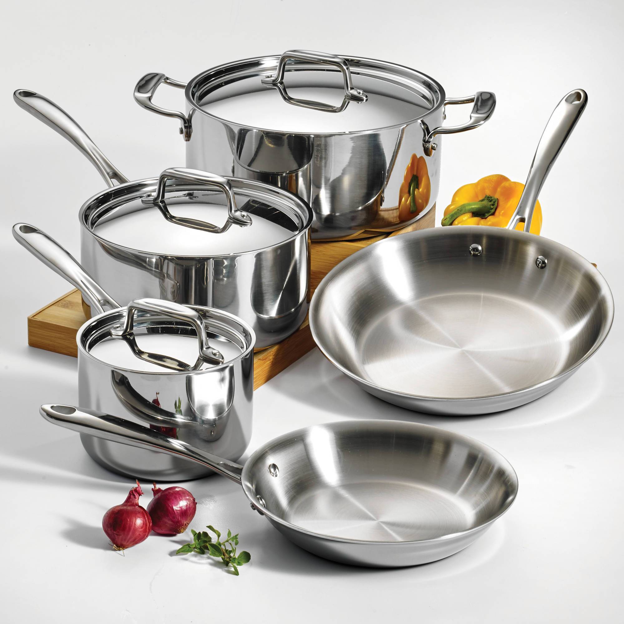 Tramontina 8-Piece 18/10 Stainless Steel Tri-Ply Clad Cookware Set