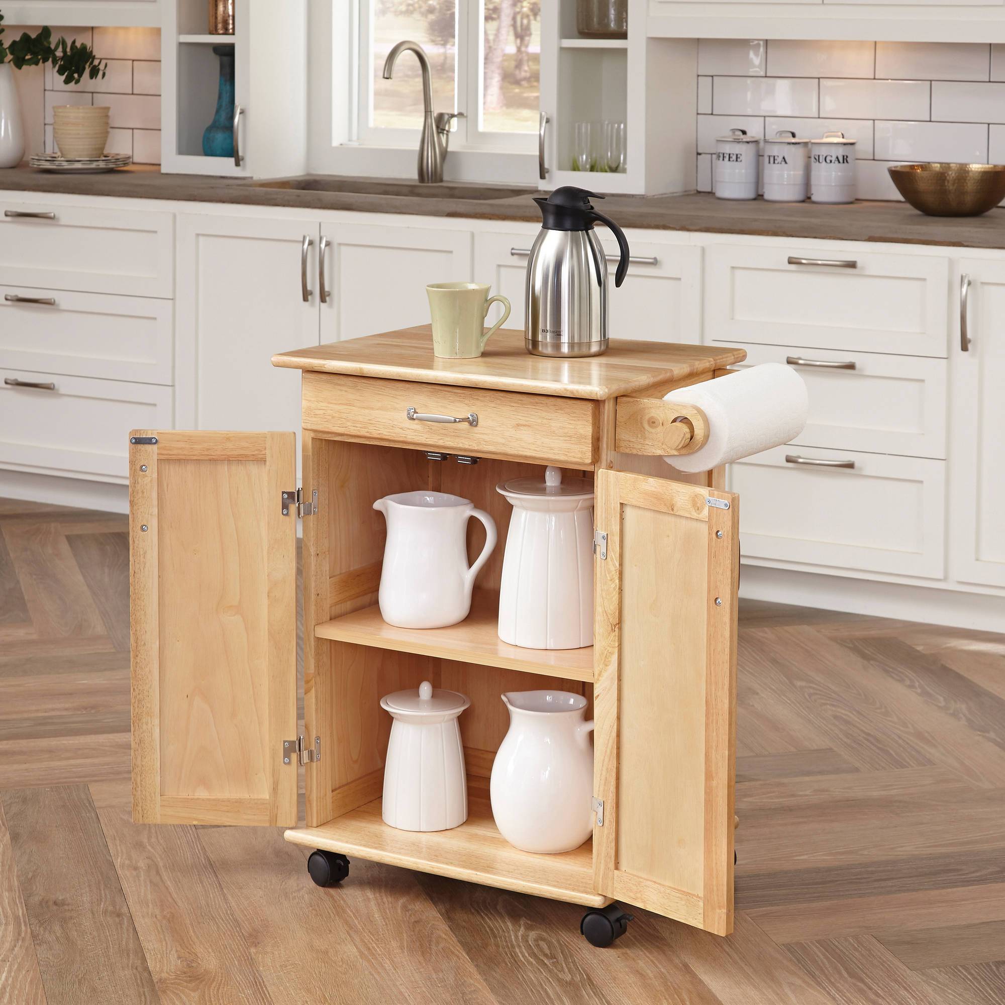 Home Styles Solid Wood Kitchen Cart, Natural