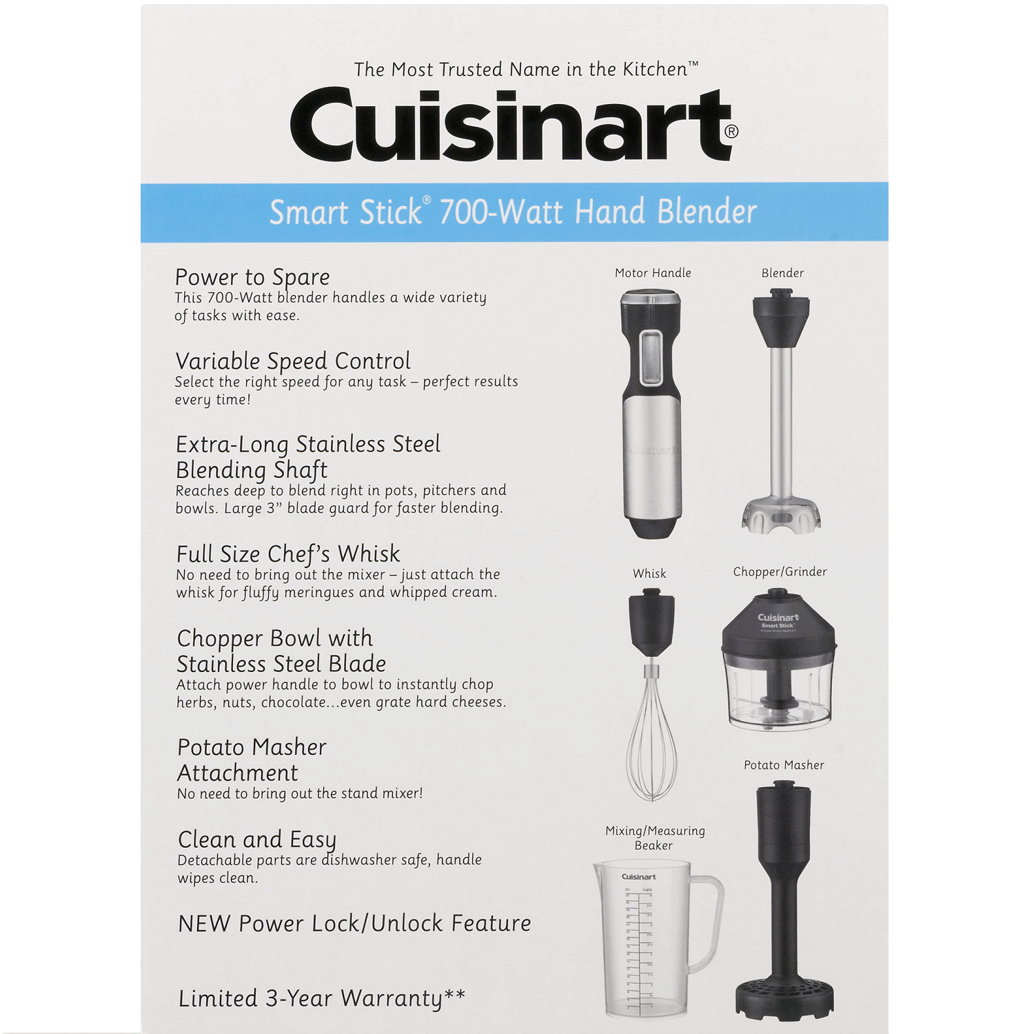 Cuisinart Smart Stick Variable Speed Hand Blender with Potato Masher