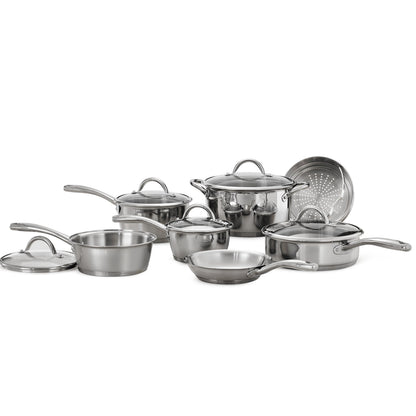 Tramontina 12-Piece Gourmet Tri-Ply Base Cookware Set, Stainless Steel